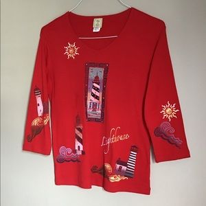 Jess &Jane red top 3/4sleeve size S